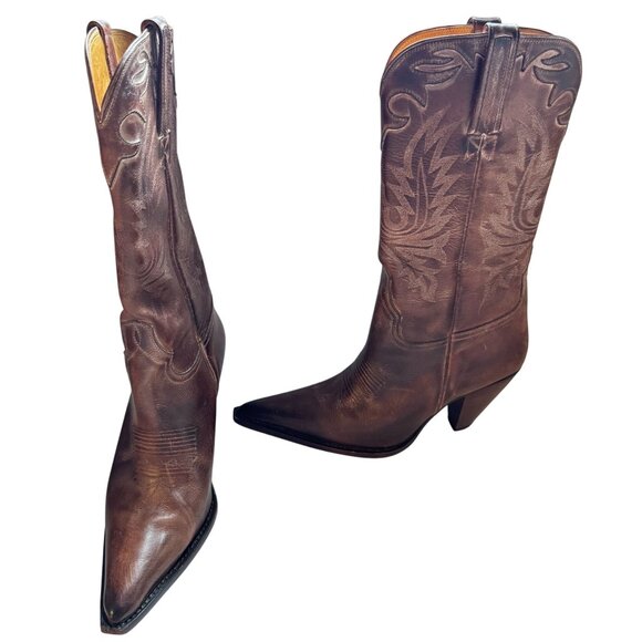 Lucchese Charlie 1 Horse Western Cowboy Leather Women’s Boots 6.5 Brown Pointed - Picture 9 of 16